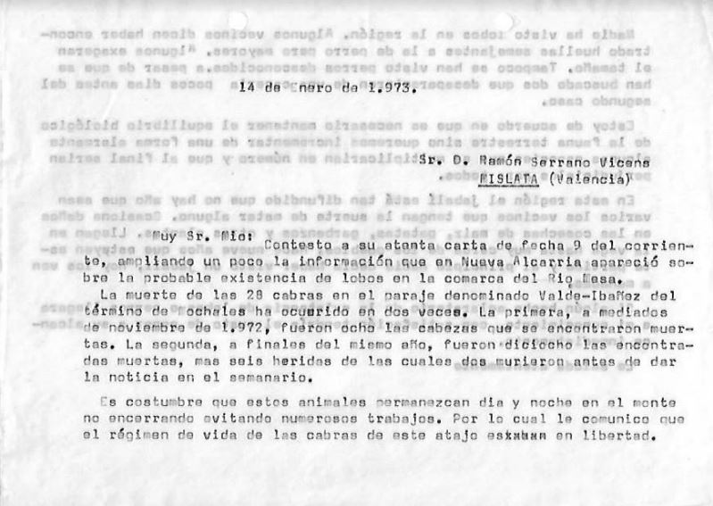 Correspondencia: Victoriano García Gasco a Ramón Serrano Vicente (14/01/1973)