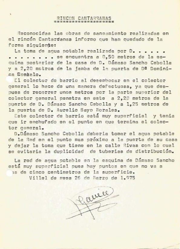 Canalización de saneamiento y agua potable en el rincón de Cantarranas