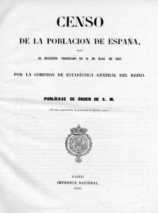 Portada del censo de la población de España 1857